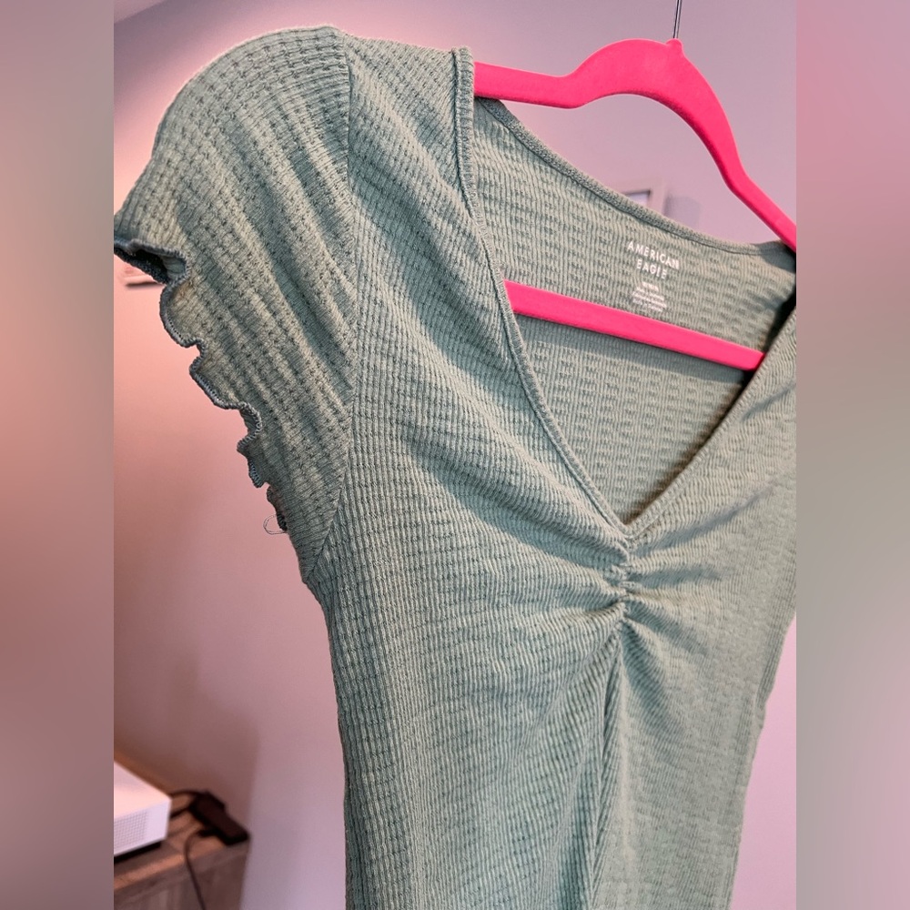 Women’s American Eagle Cinch Front Hey Baby Tee Size Medium VGUC - Picture 4 of 4